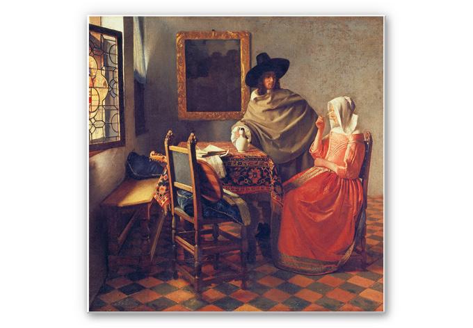Wandbild Vermeer - Das Glas Wein