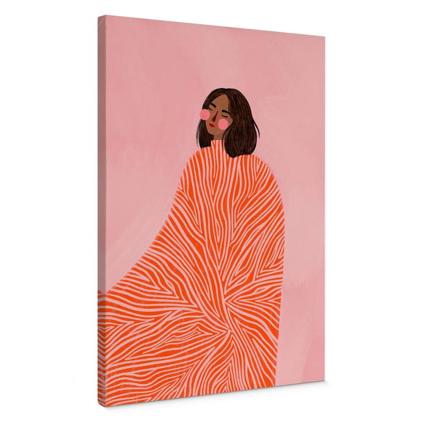 Lienzo mujer con manta naranja - Müller