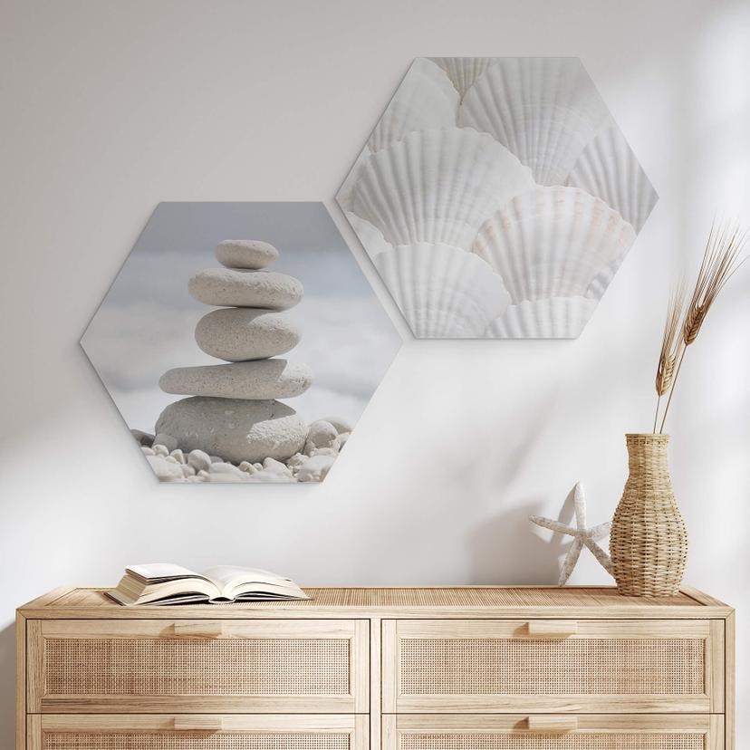 Hexagon Dibond - Stenen aan Zee