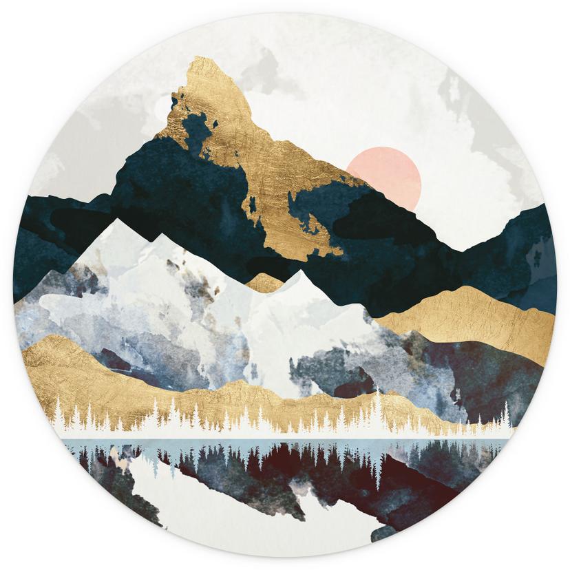 Reflektion av ett vinterlandskap Fototapet - SpaceFrog Designs - Round - non-woven tapet/självhäftan