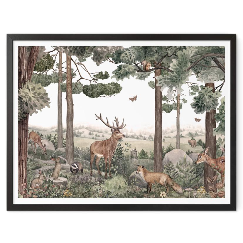 Poster Kikki Belle - Animaux indigènes dans la forêt
