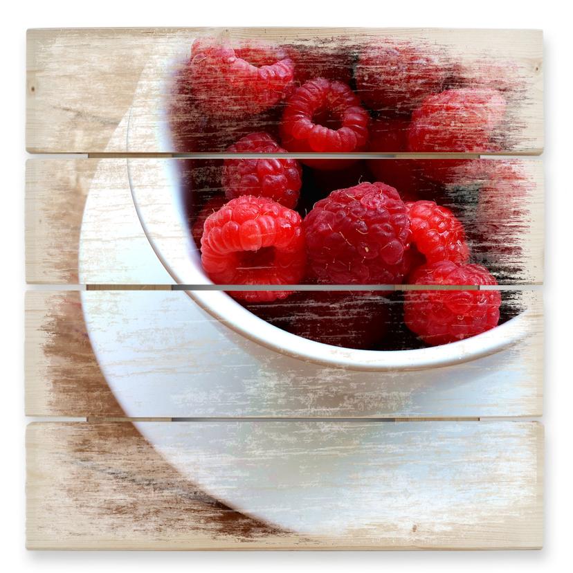 Cuadro de madera postre frambuesa - 40x41,5 cm