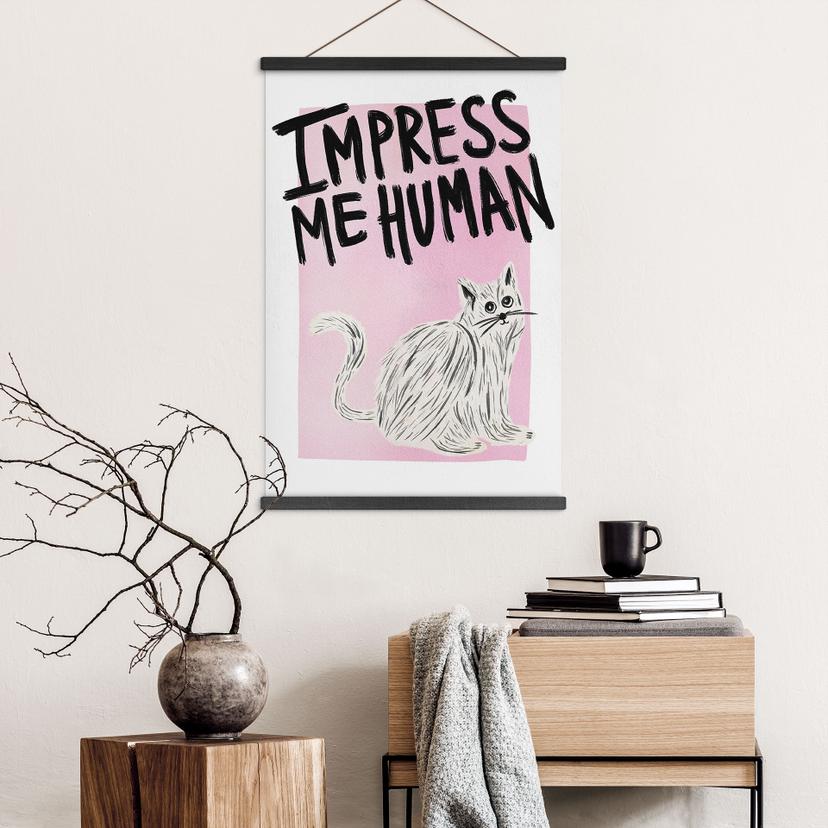 Poster tessile Gatto: Impress me Human - Bloom