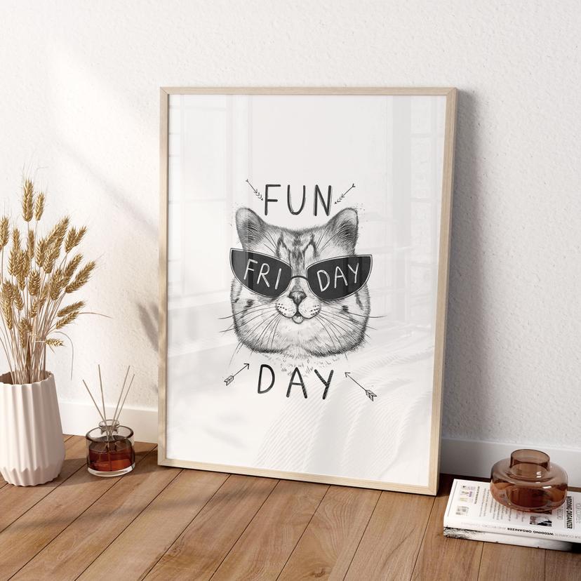 Póster gato con gafas de sol - Fun Friday Cat - Korenkova