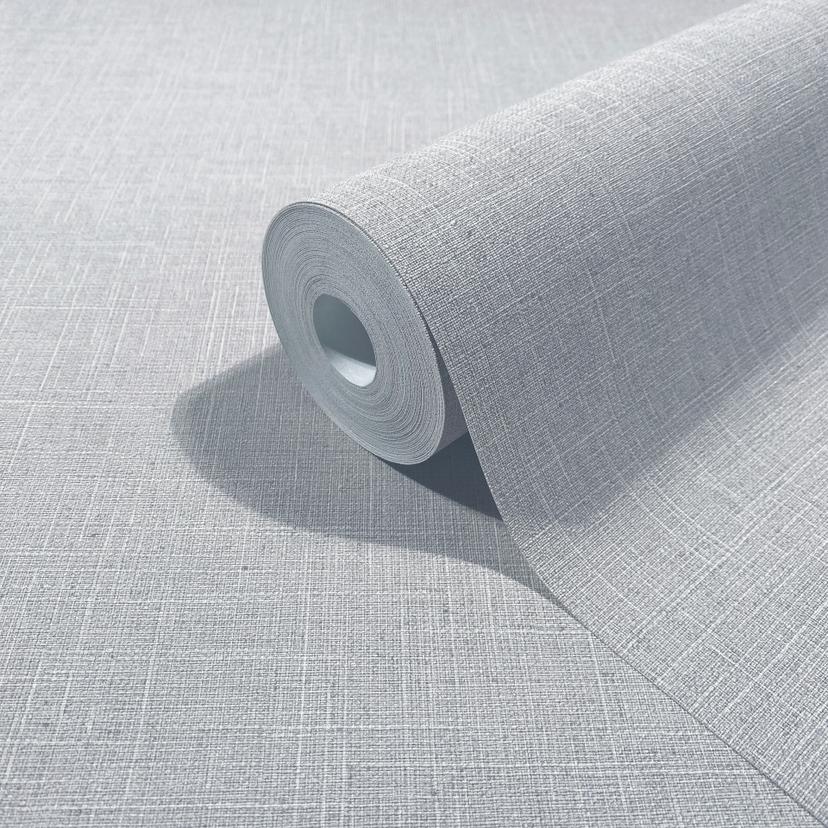 Papel pintado no tejido textil, liso texturado moderno mate en azul blanco