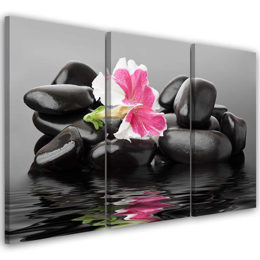 3 stykke lærredstryk Stones Flower Zen Spa