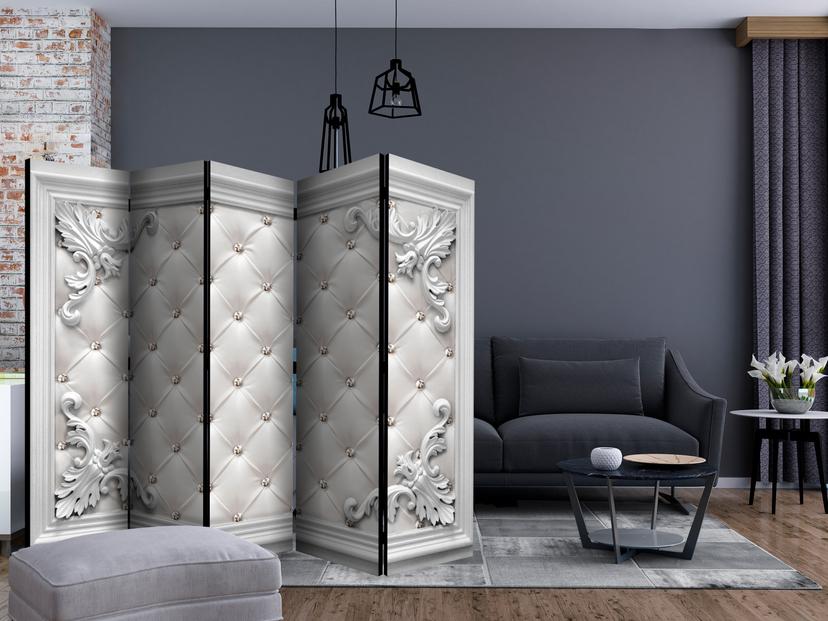 Schermo divisorio - Pelle trapuntata , 5 pezzi - 225x172 cm