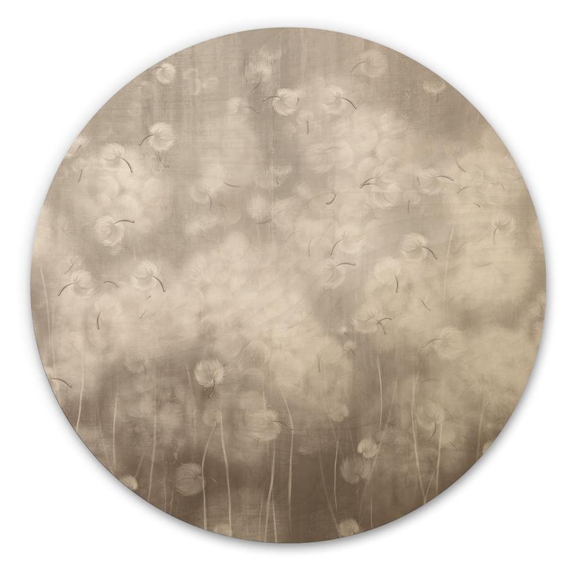 Houten Wanddecoratie Dandelion Dream in Beige - Ms Tiff - Rond