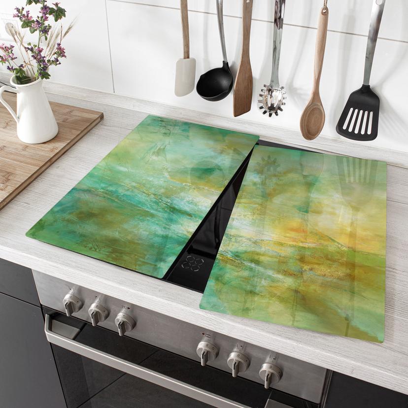Dækplade til komfur Abstract horizon i limegrøn - Schmucker