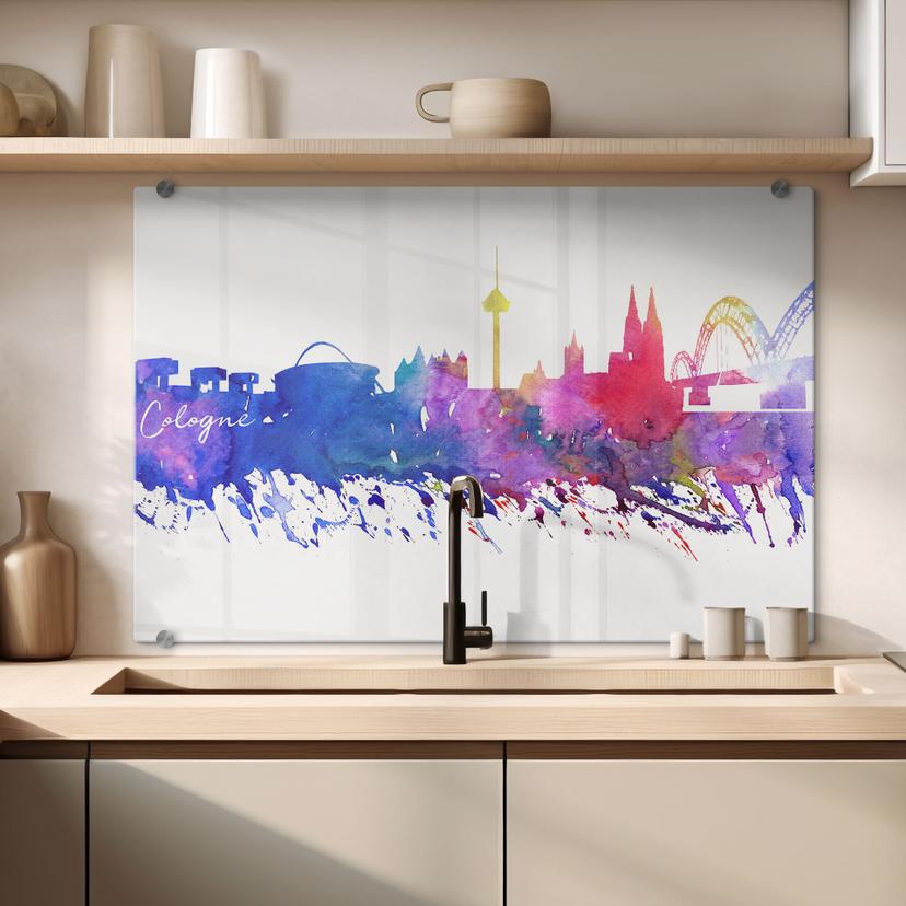 Crédence Bleichner - Cologne Skyline Aquarelle