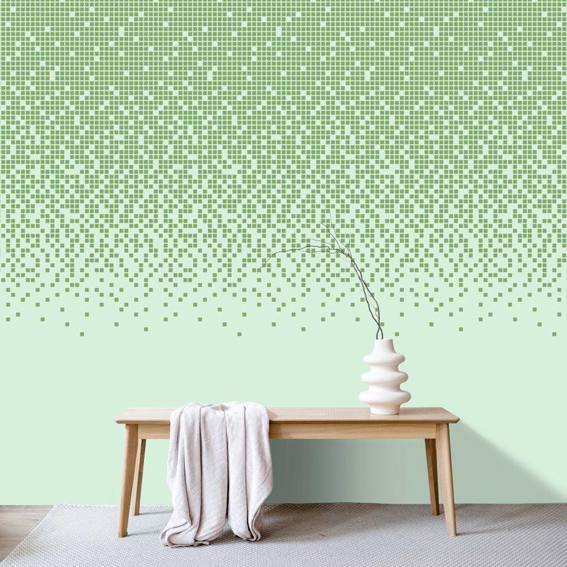 Papier peint dégradé avec motifs à pois photo dans les tons verts - papier peint intissé