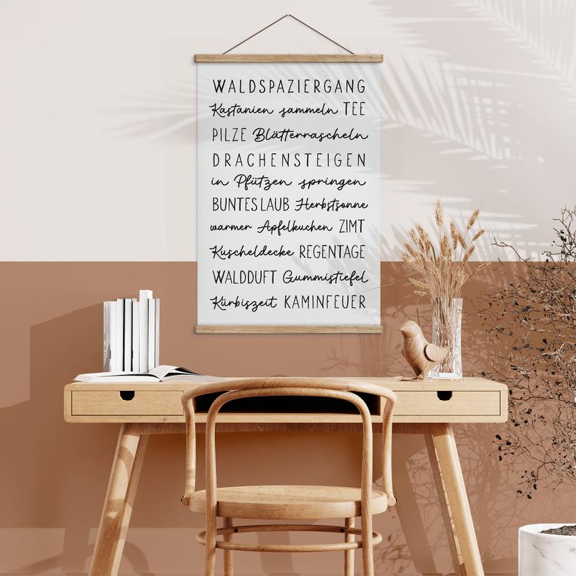 Stoffbild Herbstliche Worte - Typografie