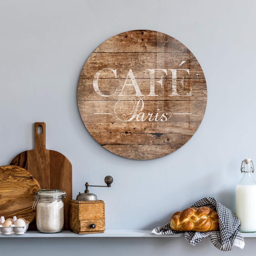 Stampa su vetro Café Paris - tondo