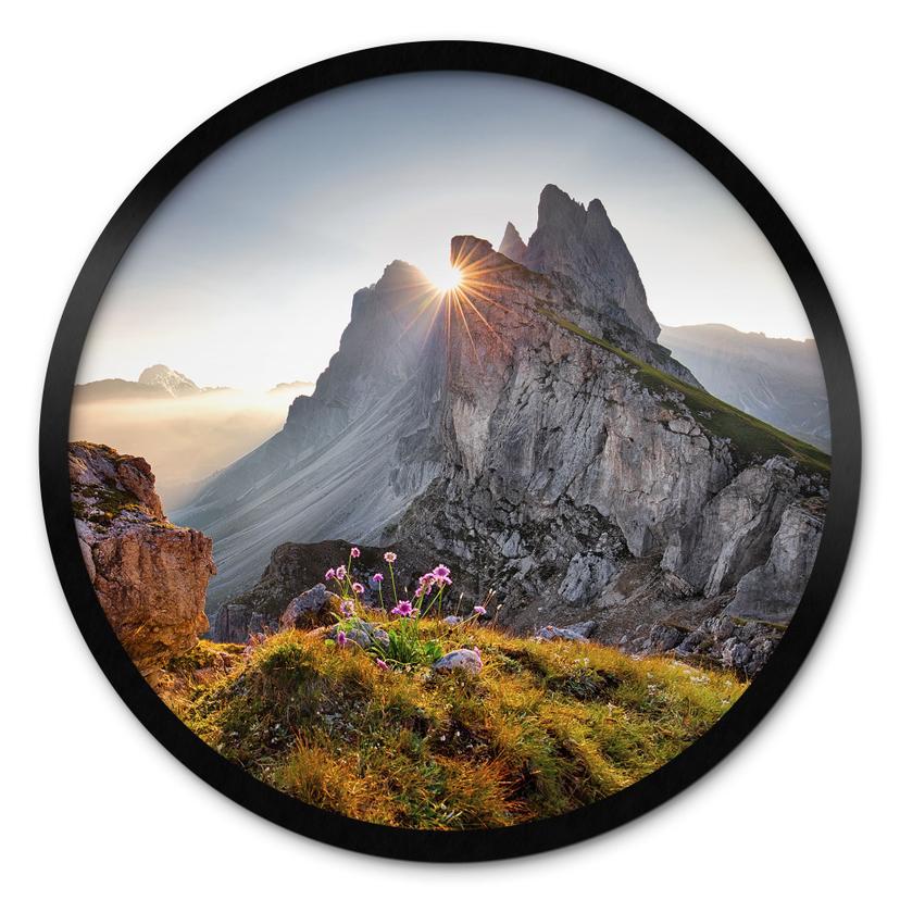 Póster Amanecer en las montañas del Tirol del Sur - Redondo