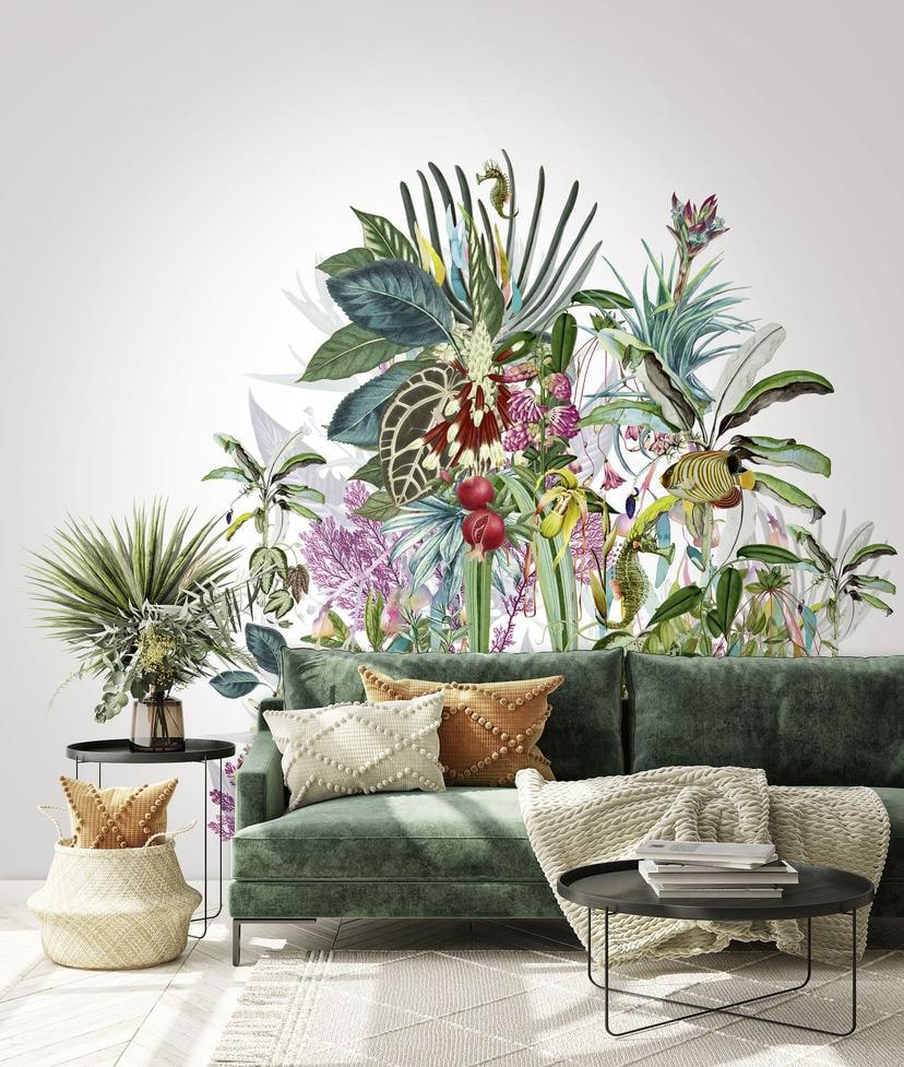 Papier peint photo Mélange botanique tropical avec plantes exotiques 3,4 x 2,65 m