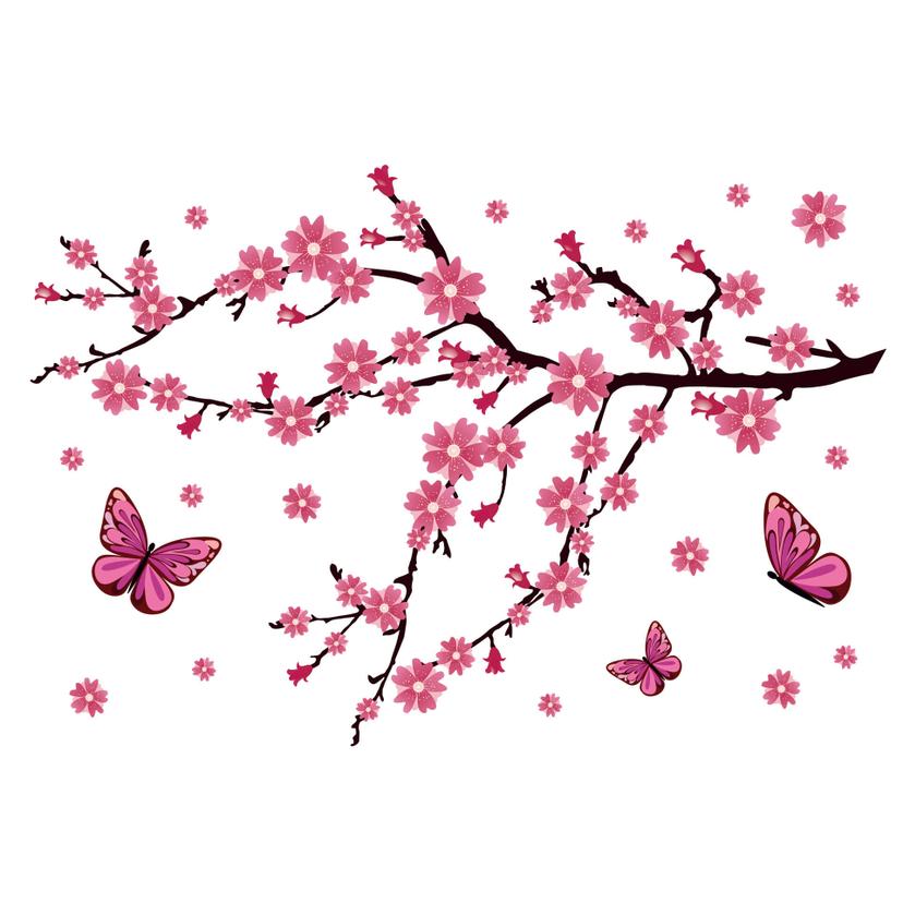 Muursticker Kersenbloesem & Vlinders