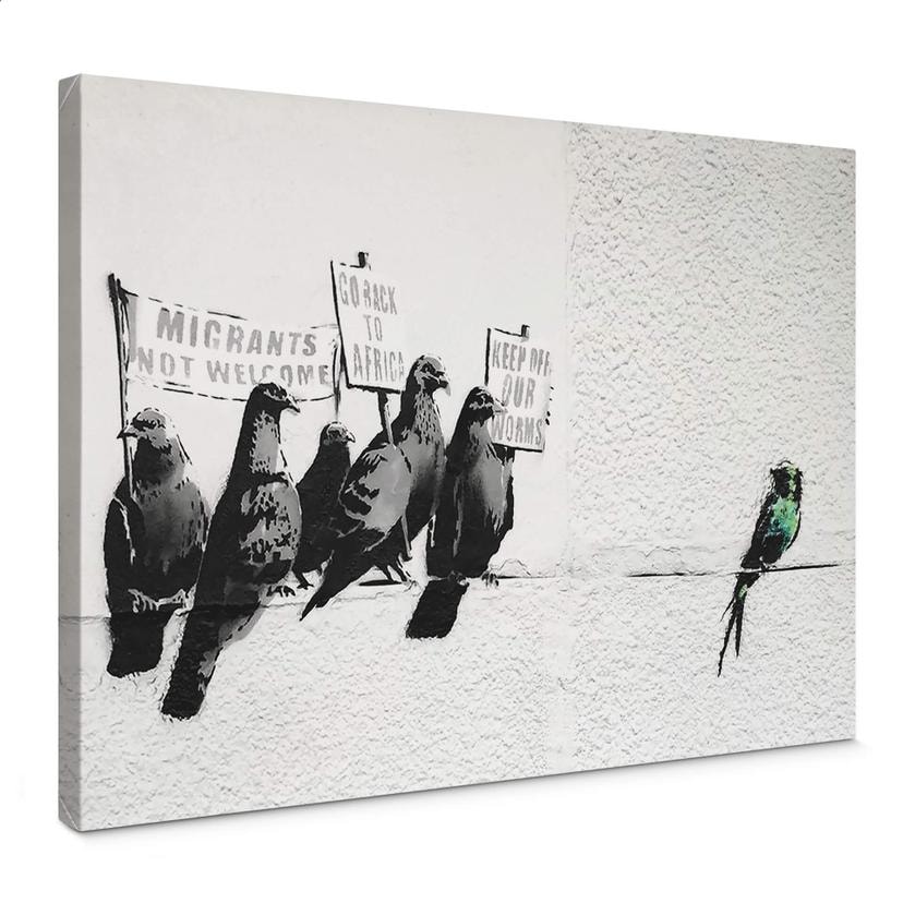 Canvasbillede Banksy - Protesting Birds