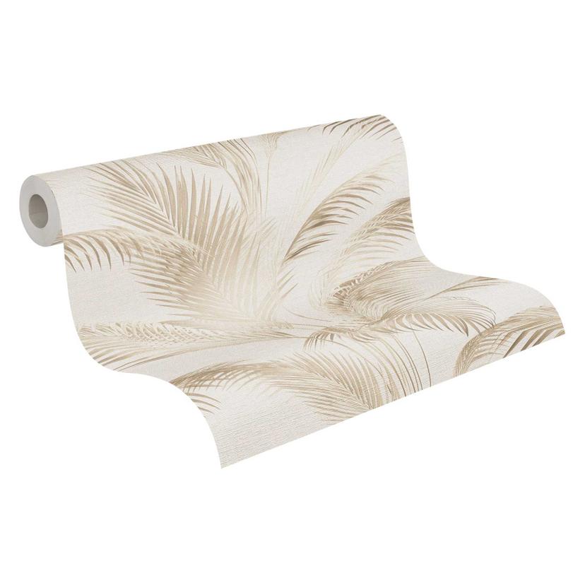Papel pintado Palmera beige crema - Papel pintado no tejido con Muestras tropicales en tonos natural