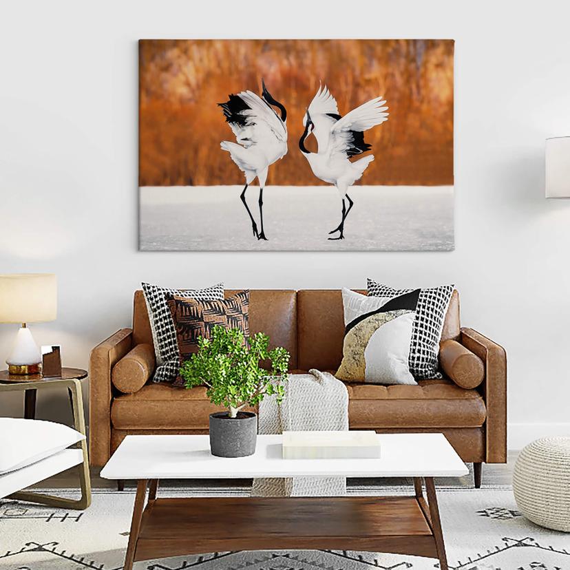 Canvas Mai - Kraanvogel Dans - Japandi Stijl