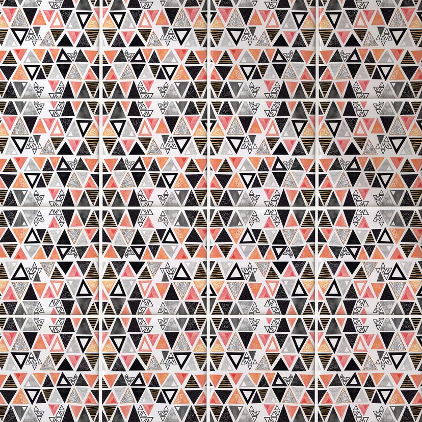 Azulejos Adhesivos Fredriksson - Triángulos Negro Albaricoque - Lote de 12