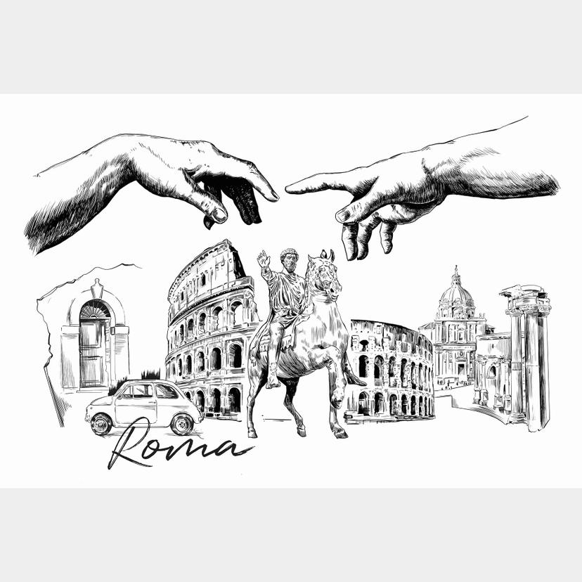 Fototapet Roma - Svart och vitt - Love your City