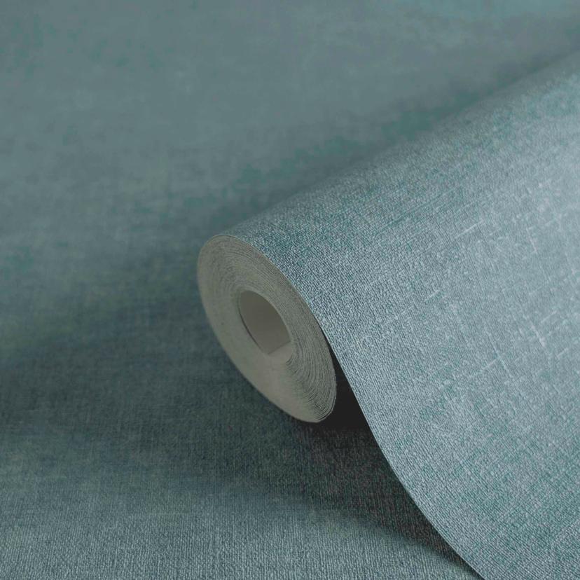 Carta da parati in lino testurizzato in blu freddo - Carta da parati in tessuto non tessuto per un a