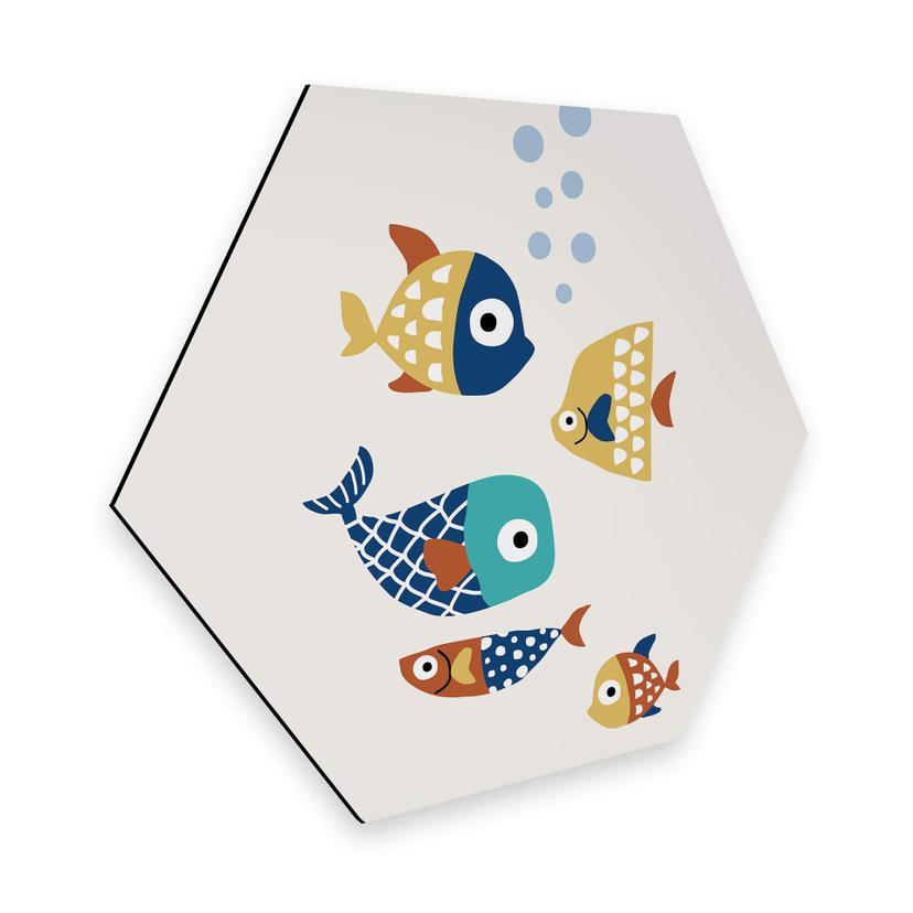Hexagon Dibond Kubistika - Colorful Fish