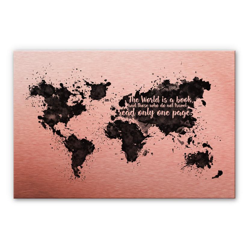 Tableau en alu-Dibond - Effet cuivre - The World is a book