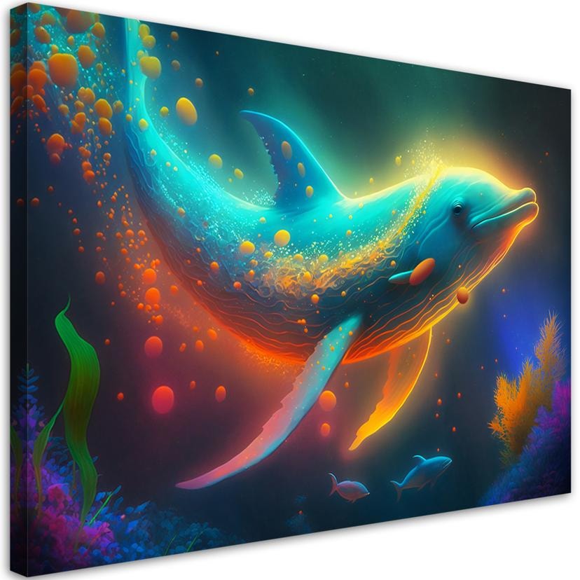 Tableau sur toile Abstraction de baleine néon