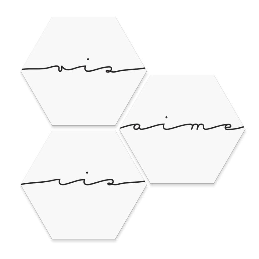 Hexagone - Alu-Dibond Vis ris aime (Set de 3)
