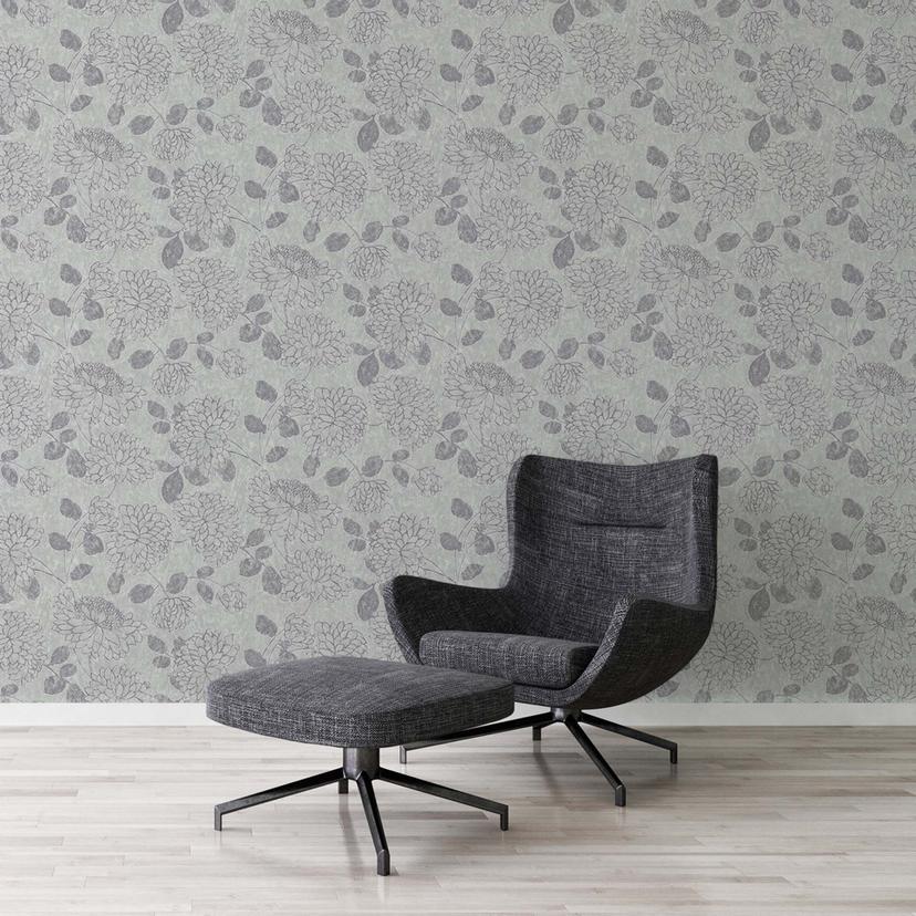 tapet blomstret grå sølv - non-woven tapet A.S. Création