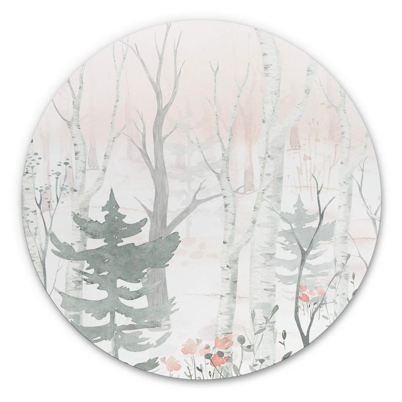Tableau en alu-Dibond Kvilis - Dans la forêt - Rond