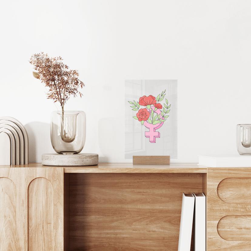 Venusteken tafelstuk met bloemen