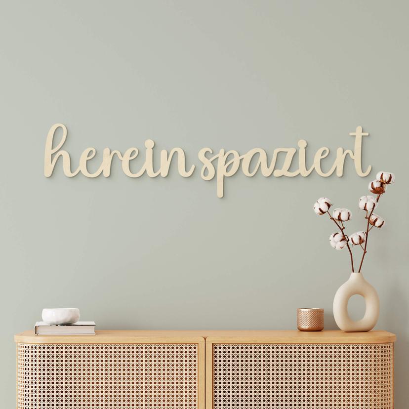 Holzdeko Pappel - 3D-Schriftzug Hereinspaziert