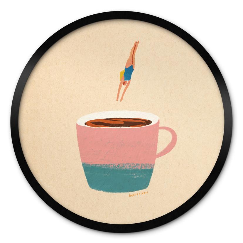 Poster Hopp i kaffet - Rivers - Rund