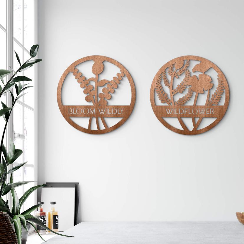 Houten Wanddecoratie Mahoniefineer Wild Flower