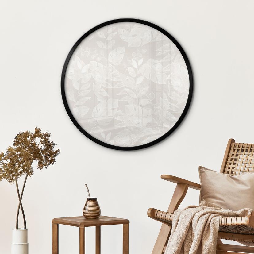 Poster Foglie Tropicali Beige - Decorazione floreale - Rotondo
