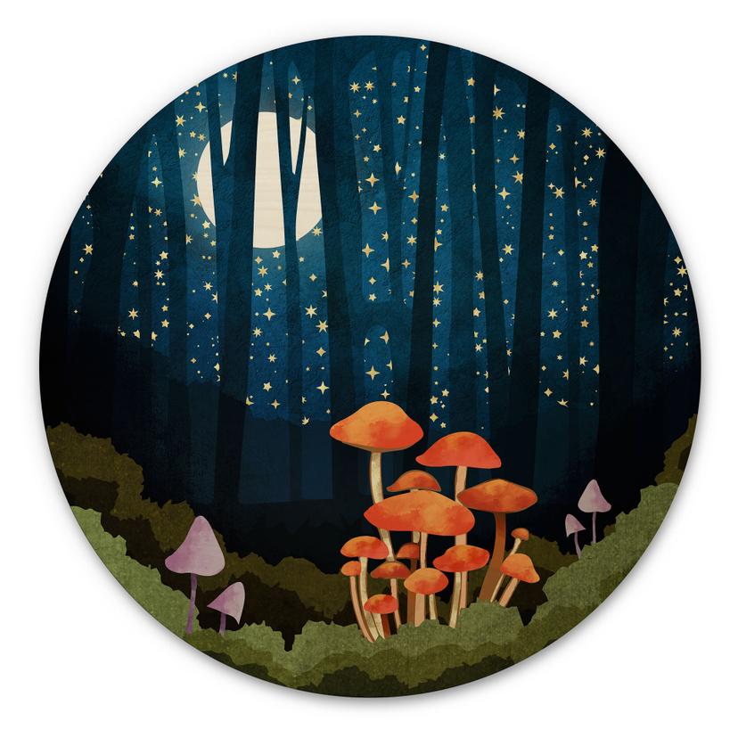 Væg cirkel træ Skov og stjerner om natten - SpaceFrog Designs