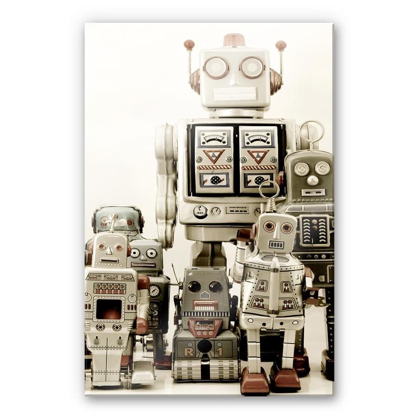 Tableau sur verre acrylique Réunion de robots