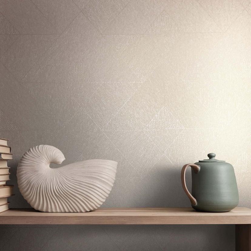 Ikke-vævet tapet trekanter, geometrisk grafik i beige