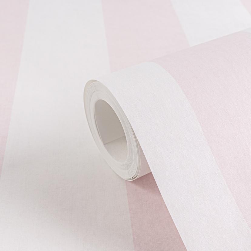 Randig tapet rosa vit - delikat tapet med randmönster