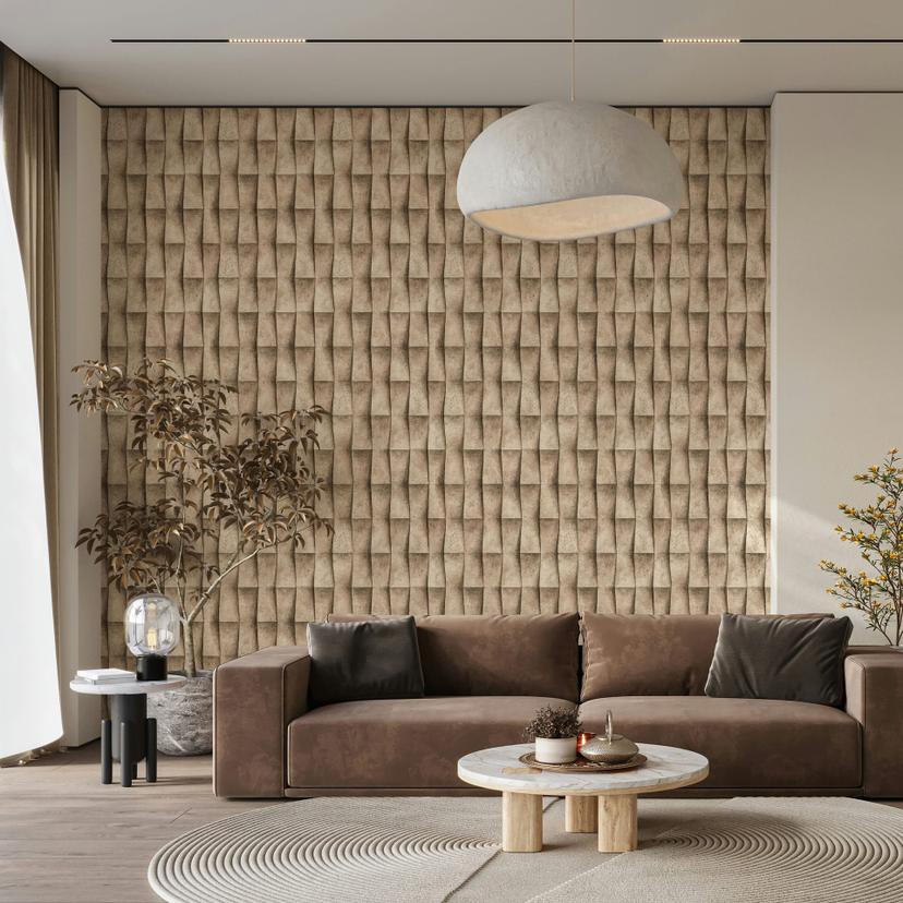 Ikke-vævet tapet i beige gipslook illusion 3D-look striber moderne industrielt look