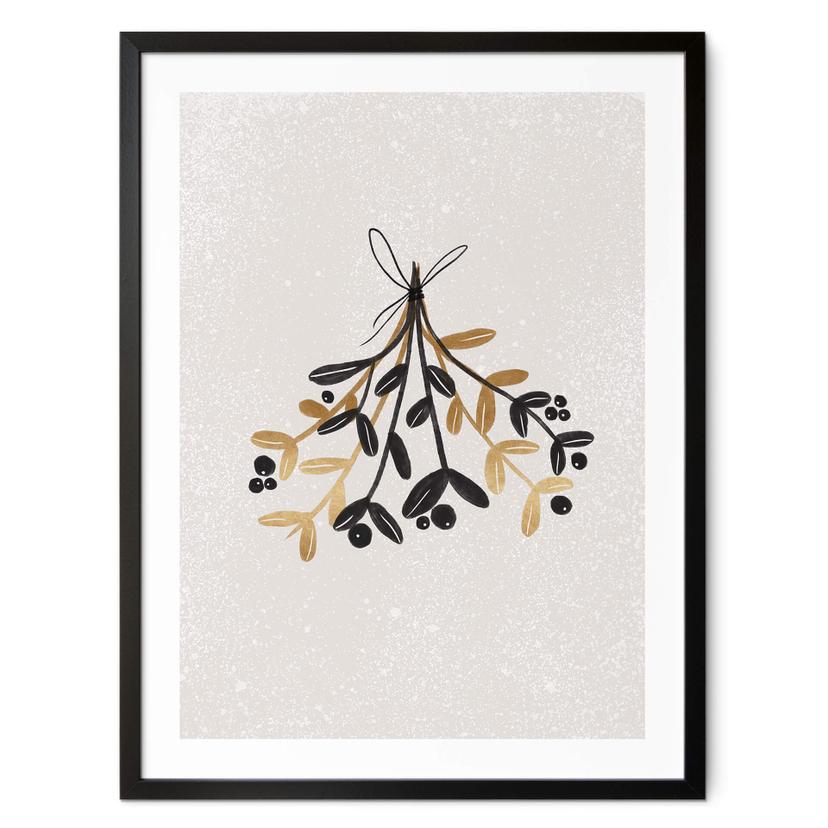 Plakat Orara Studio - Mistletoe in Black and Gold