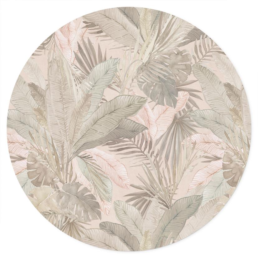 Wallsticker tropiska blad i pastellfärgad djungel - Blomstersmycke - Dekor - Rund