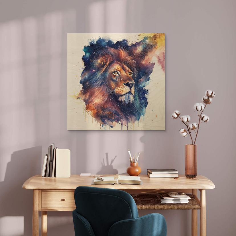 Stampa su legno Heine - Strong Lion
