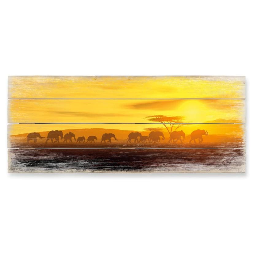 Holzbild Die Wanderung - Panorama - 100x40 cm