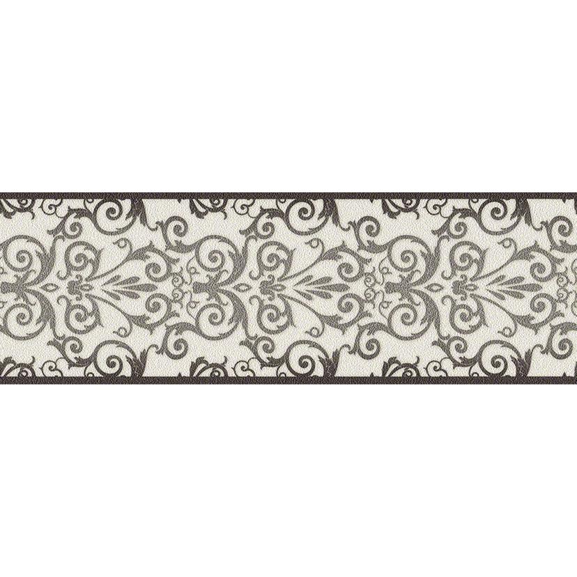 Versace Tapetbanner Herald Sort, Metallisk, Hvid