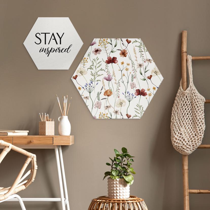Esagono Alu-Dibond Fiori di campo colorati - UN Designs