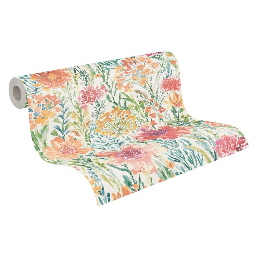 Papel pintado floral verde acuarela - papel pintado tejido-no tejido floral - springlike