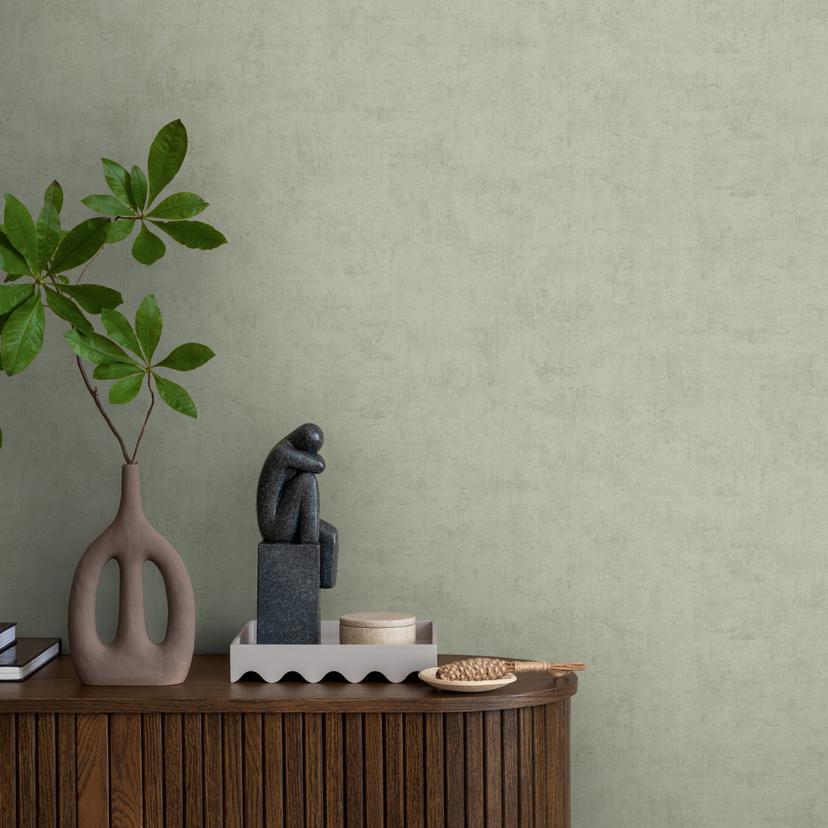 Papier peint intissé botanique - design de feuilles discret en taupe & ton naturel